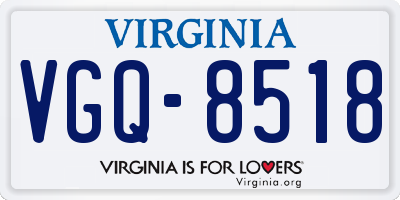 VA license plate VGQ8518
