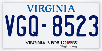 VA license plate VGQ8523