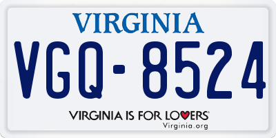 VA license plate VGQ8524