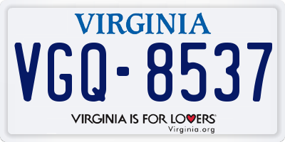 VA license plate VGQ8537