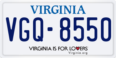 VA license plate VGQ8550