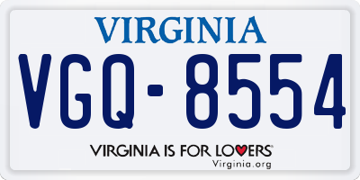 VA license plate VGQ8554