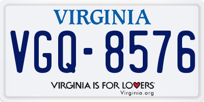 VA license plate VGQ8576