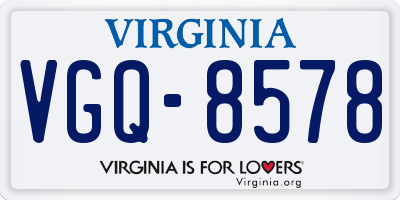 VA license plate VGQ8578