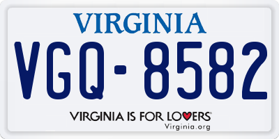 VA license plate VGQ8582