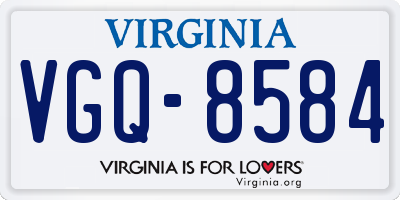 VA license plate VGQ8584