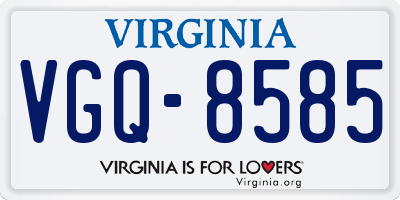 VA license plate VGQ8585