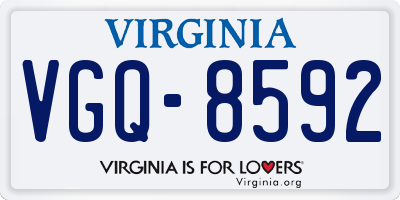 VA license plate VGQ8592