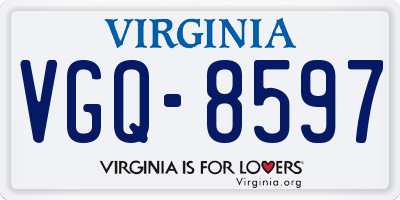 VA license plate VGQ8597
