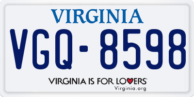 VA license plate VGQ8598