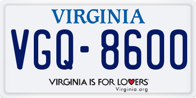 VA license plate VGQ8600