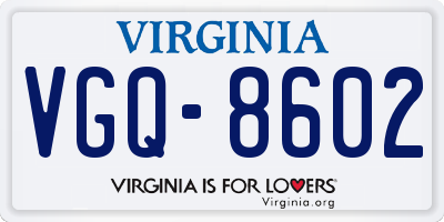 VA license plate VGQ8602