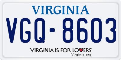 VA license plate VGQ8603