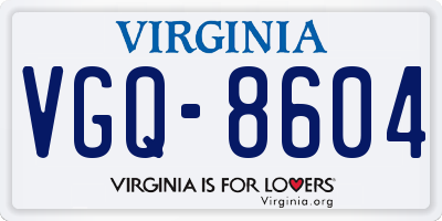 VA license plate VGQ8604
