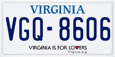 VA license plate VGQ8606