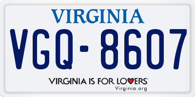 VA license plate VGQ8607