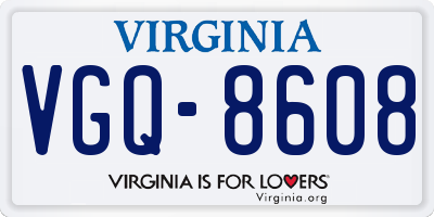 VA license plate VGQ8608