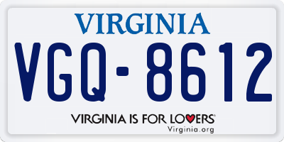 VA license plate VGQ8612