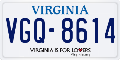 VA license plate VGQ8614