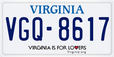 VA license plate VGQ8617