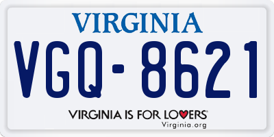 VA license plate VGQ8621