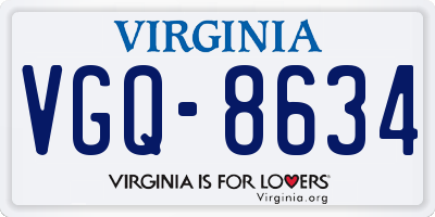 VA license plate VGQ8634