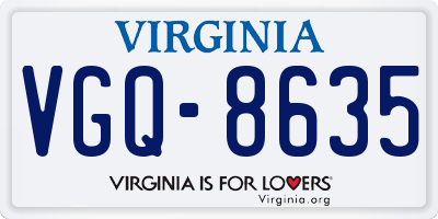 VA license plate VGQ8635