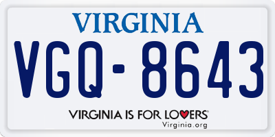 VA license plate VGQ8643
