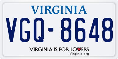 VA license plate VGQ8648