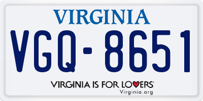 VA license plate VGQ8651