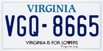 VA license plate VGQ8665
