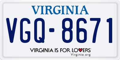VA license plate VGQ8671