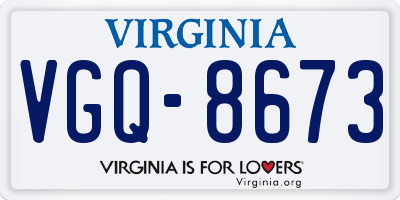 VA license plate VGQ8673