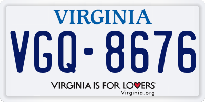 VA license plate VGQ8676