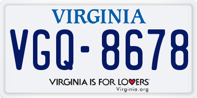 VA license plate VGQ8678