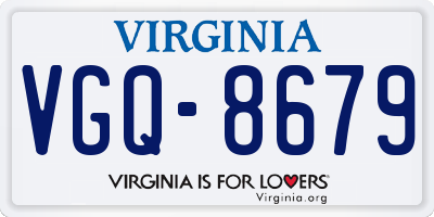 VA license plate VGQ8679