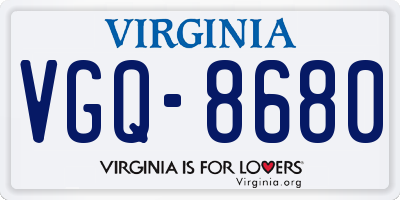 VA license plate VGQ8680