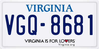 VA license plate VGQ8681