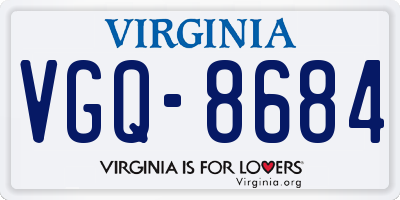 VA license plate VGQ8684
