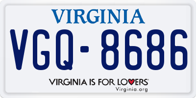 VA license plate VGQ8686