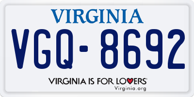 VA license plate VGQ8692