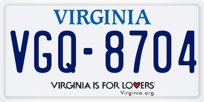 VA license plate VGQ8704