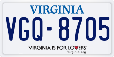 VA license plate VGQ8705