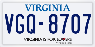 VA license plate VGQ8707
