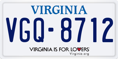 VA license plate VGQ8712