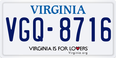 VA license plate VGQ8716