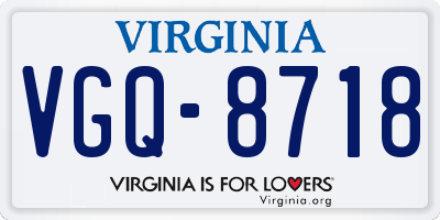 VA license plate VGQ8718