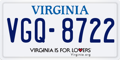 VA license plate VGQ8722