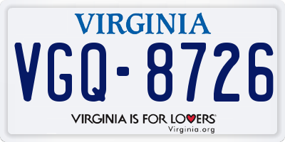 VA license plate VGQ8726