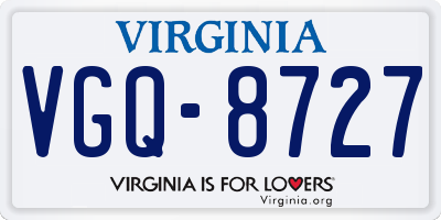 VA license plate VGQ8727